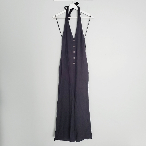 NEW ASTR The Label Kris Halter Jumpsuit Black Sleeveless - Picture 3 of 6